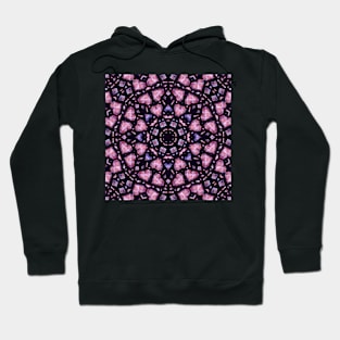 Crystal Hearts and Flowers Valentines Kaleidoscope pattern (Seamless) 25 Hoodie